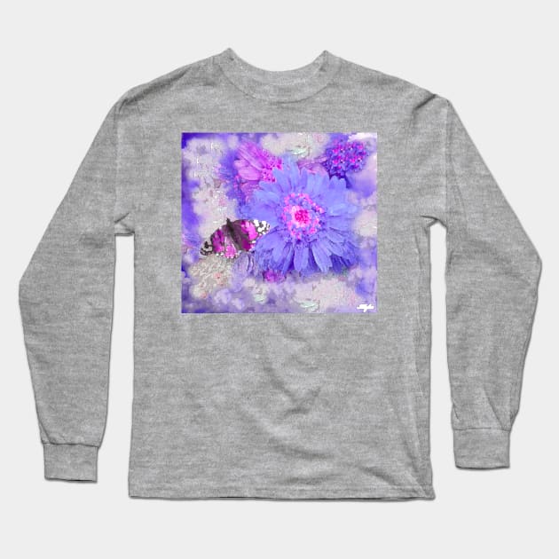 DAISY SO PRETTY Ultra Violet and Blue Long Sleeve T-Shirt by Overthetopsm